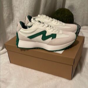 Steve Madden Campo Green and White Sneakers with Bold Green Soles